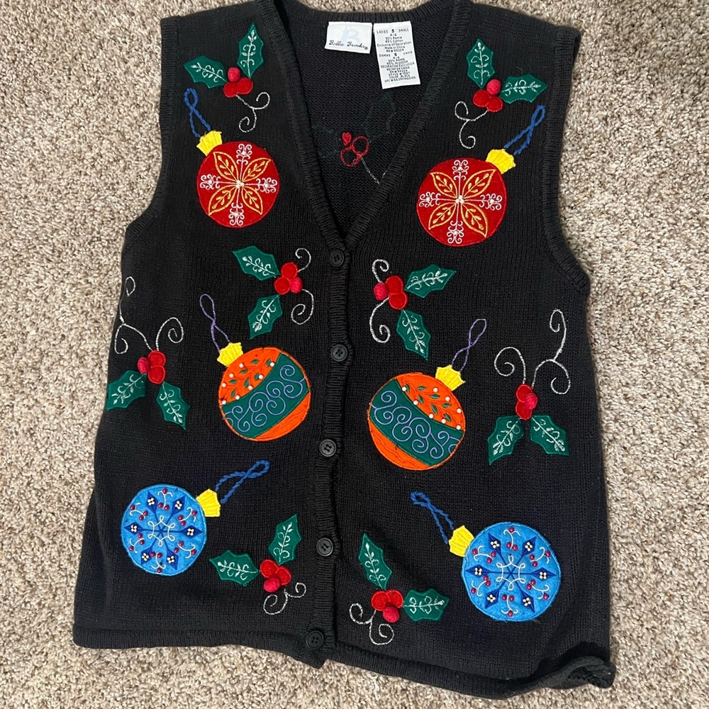 Vintage Black Sweater Christmas Vest